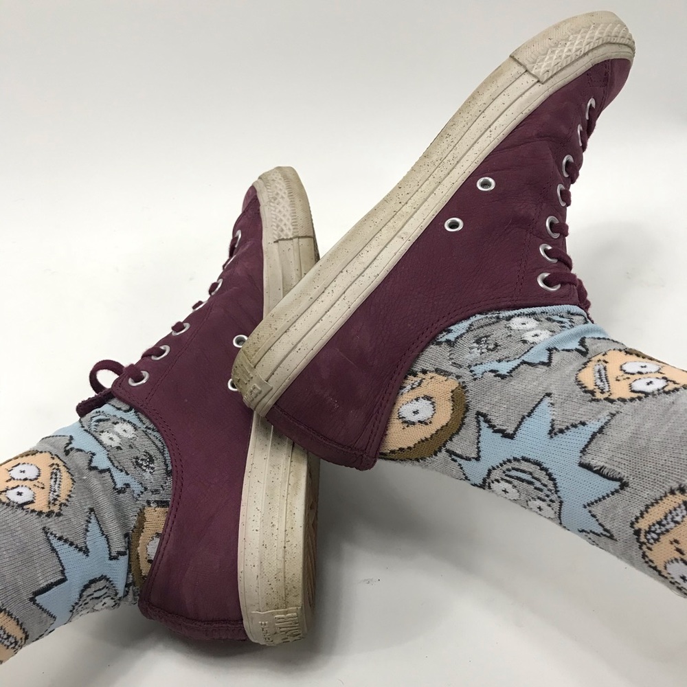 Purple Leather Converse Shoes Mens Size 10.5